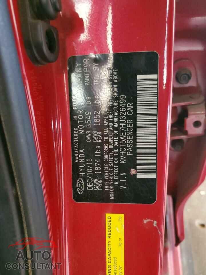 HYUNDAI ACCENT 2017 - KMHCT5AE7HU326499