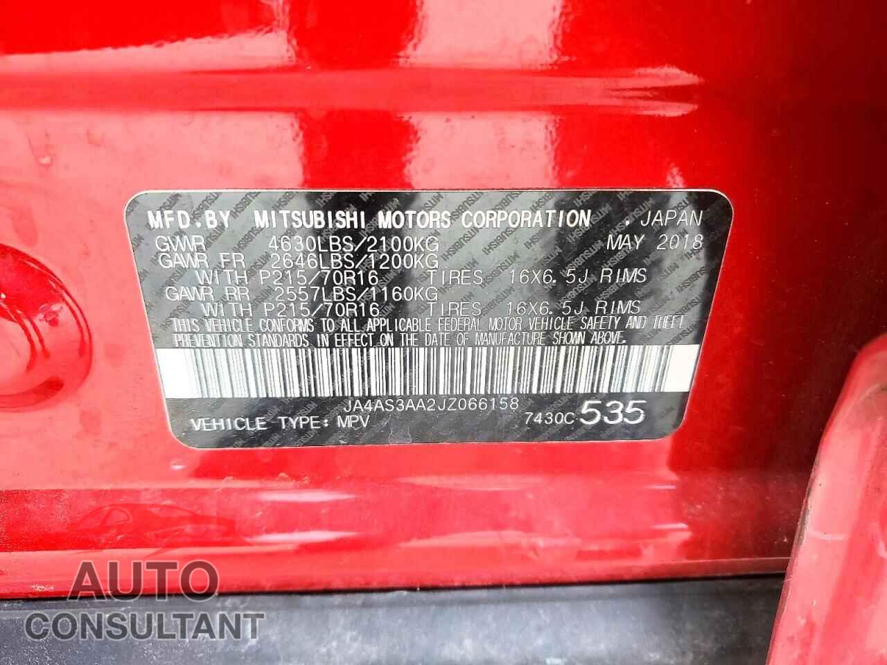 MITSUBISHI ECLIPSE 2018 - JA4AS3AA2JZ066158