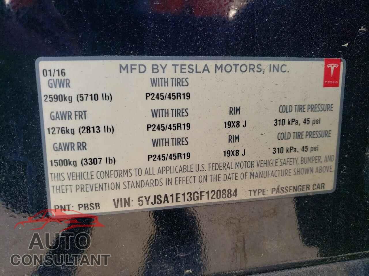 TESLA MODEL S 2016 - 5YJSA1E13GF120884