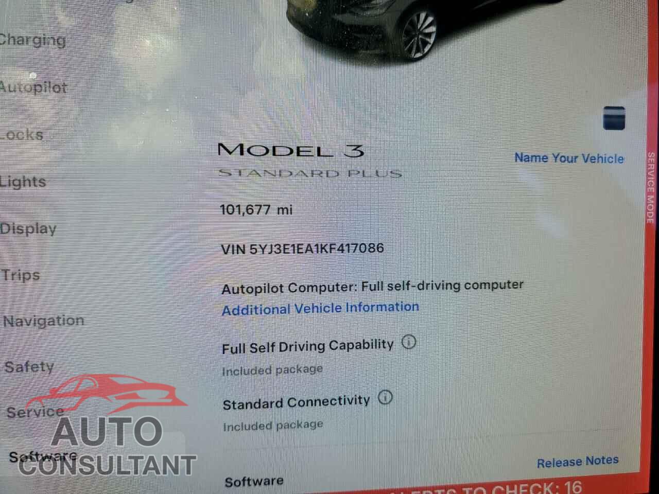 TESLA MODEL 3 2019 - 5YJ3E1EA1KF417086