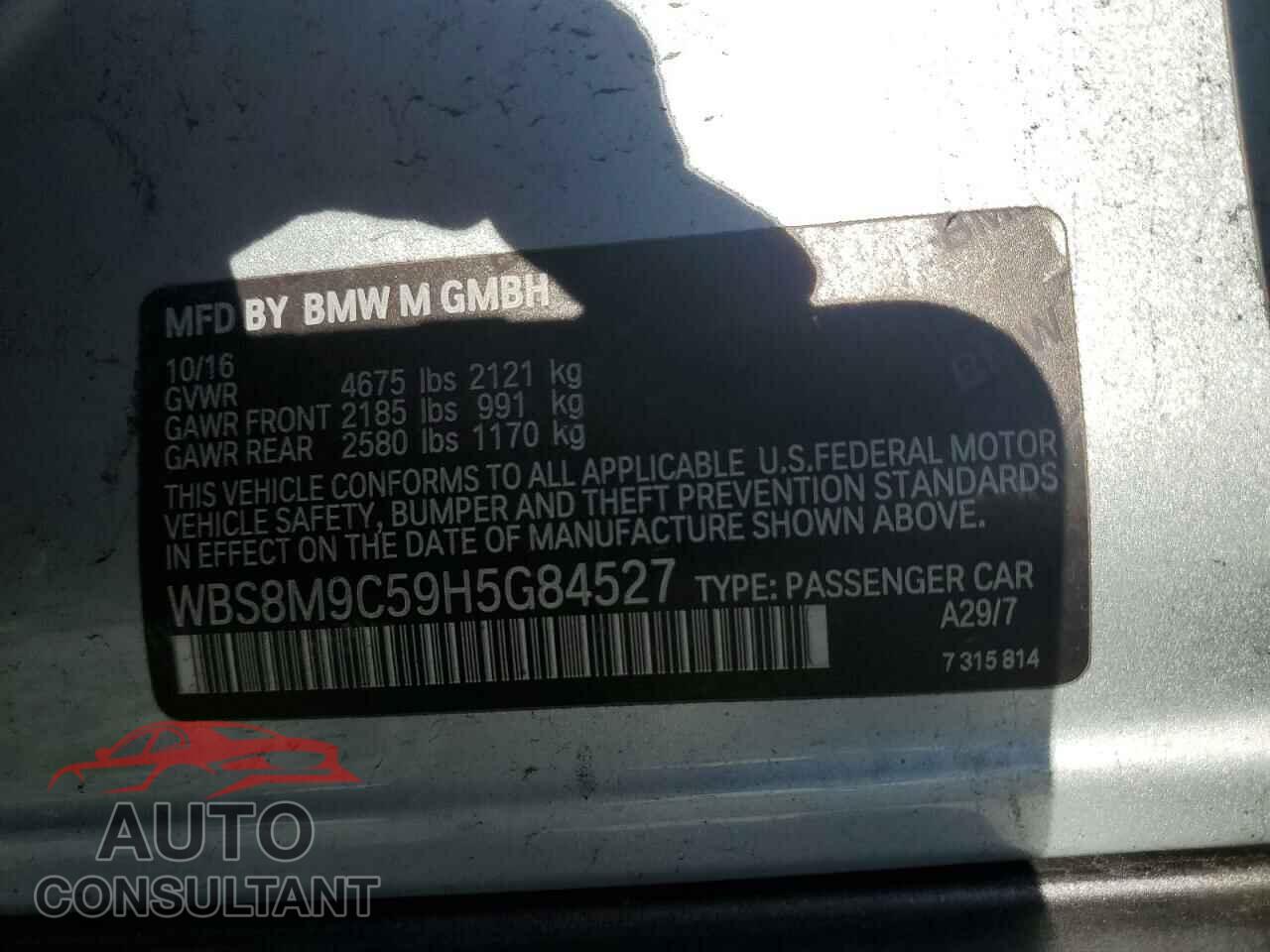 BMW M3 2017 - WBS8M9C59H5G84527