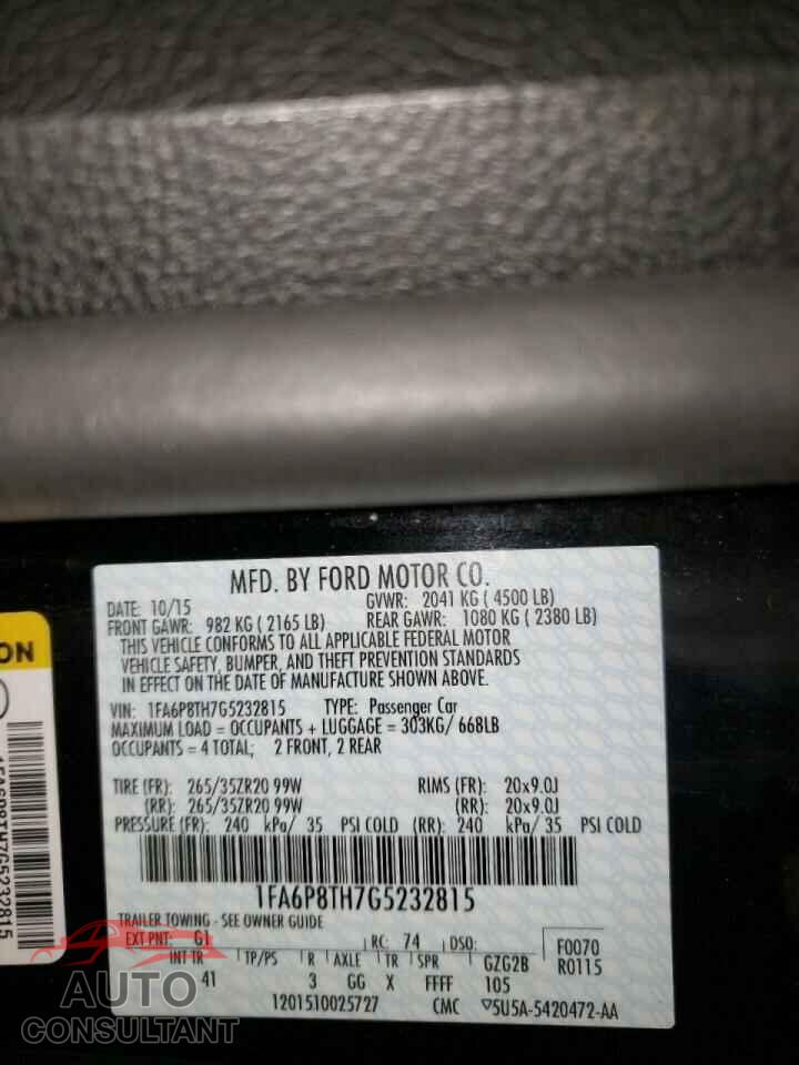 FORD MUSTANG 2016 - 1FA6P8TH7G5232815