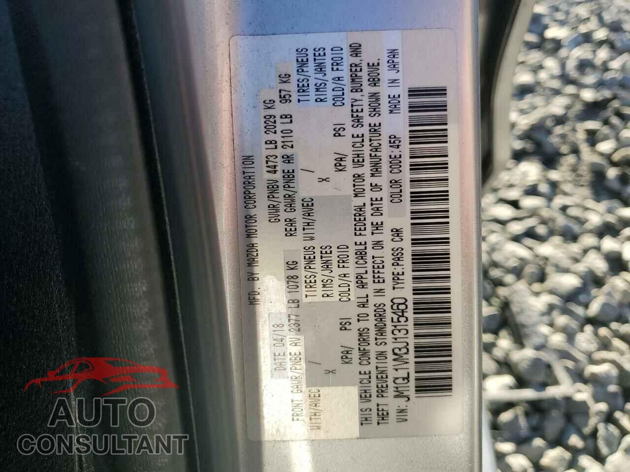 MAZDA 6 2018 - JM1GL1VM3J1315460