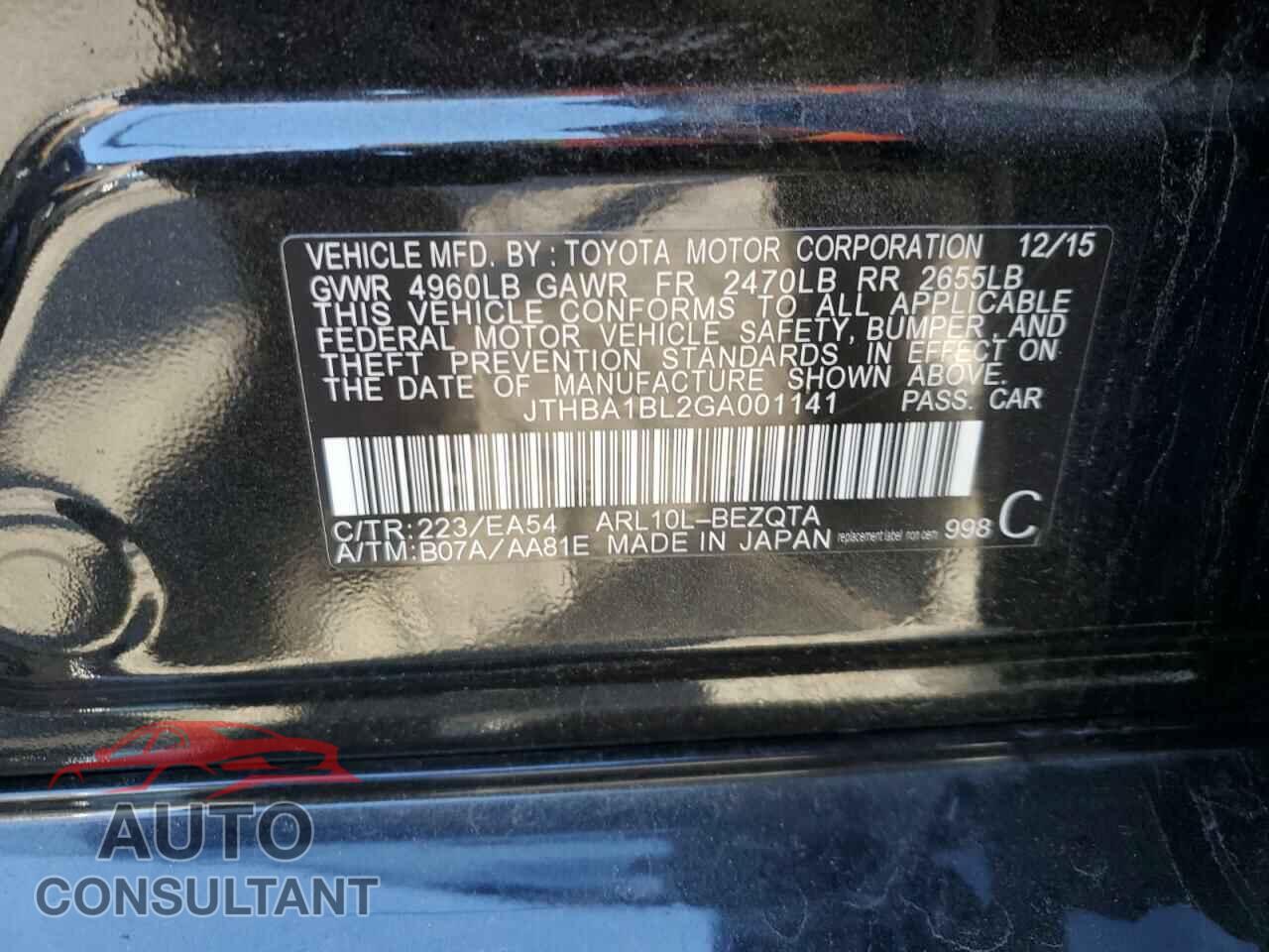 LEXUS GS200 2016 - JTHBA1BL2GA001141