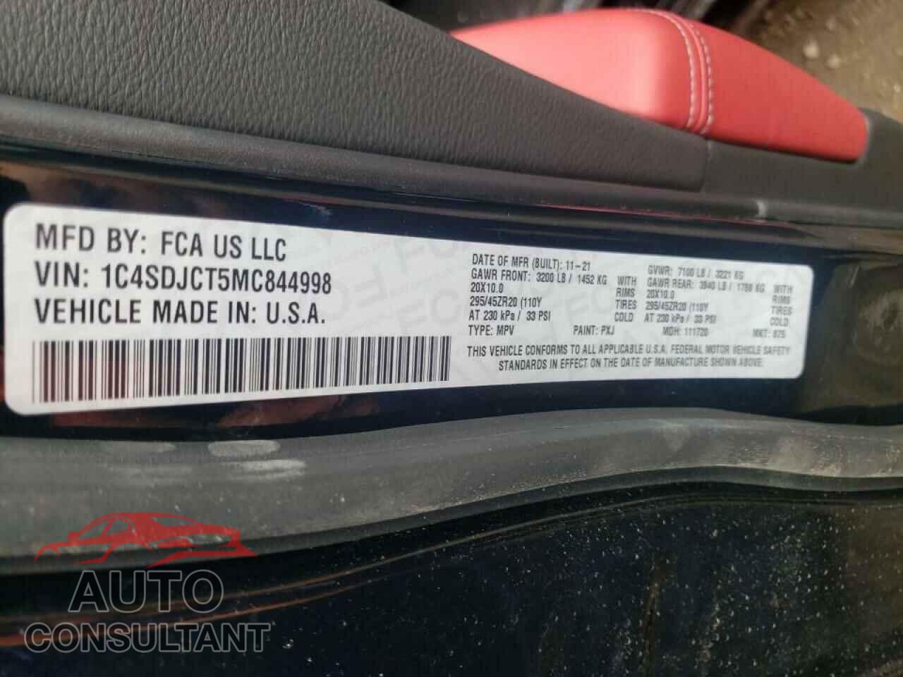 DODGE DURANGO 2021 - 1C4SDJCT5MC844998