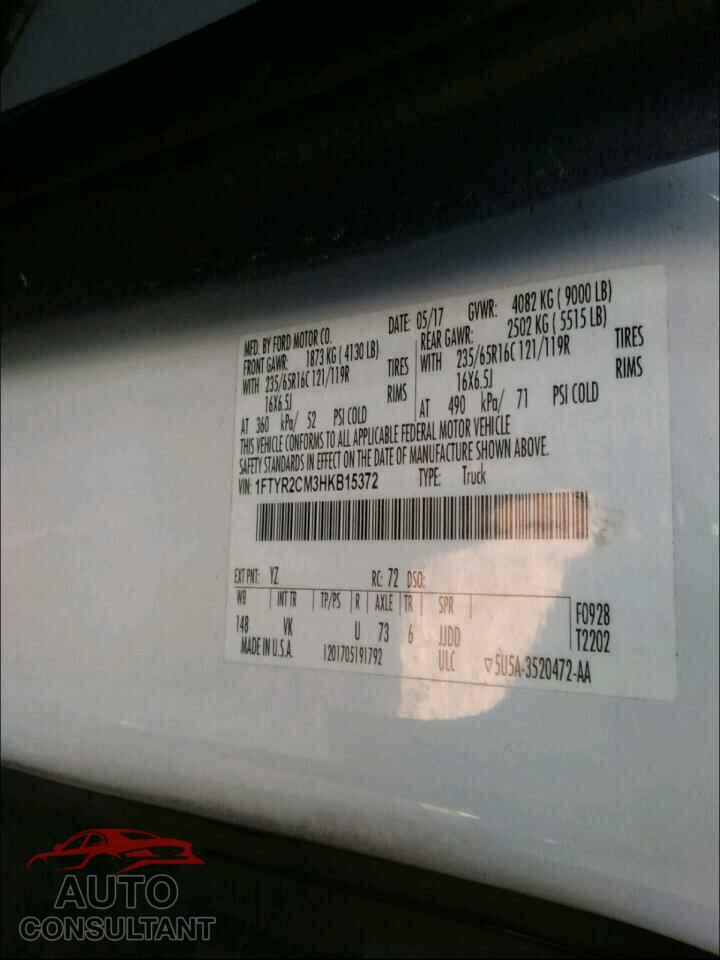FORD TRANSIT CO 2017 - 1FTYR2CM3HKB15372