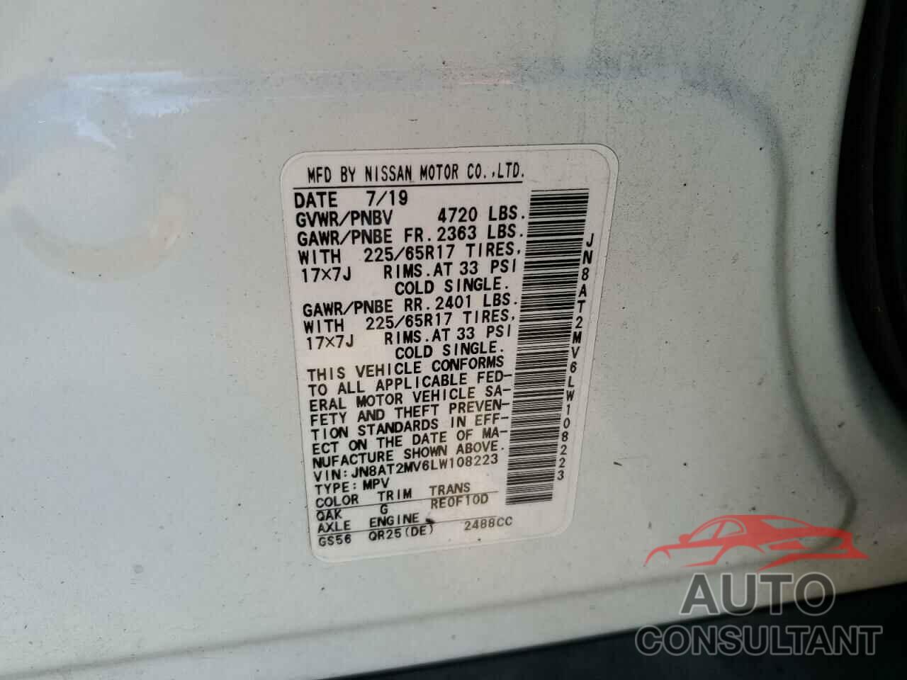 NISSAN ROGUE 2020 - JN8AT2MV6LW108223