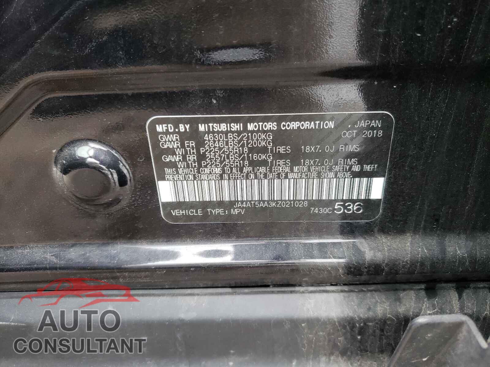 MITSUBISHI ECLIPSE 2019 - JA4AT5AA3KZ021028