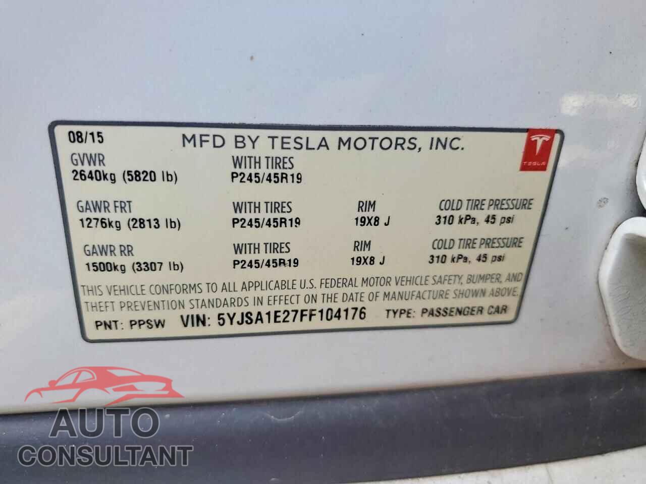 TESLA MODEL S 2015 - 5YJSA1E27FF104176