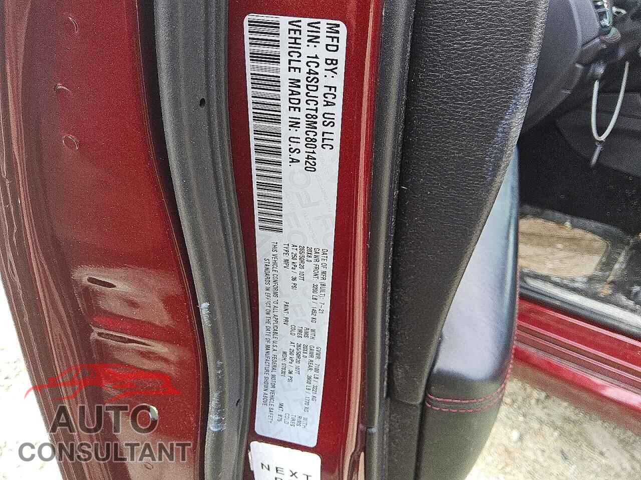 DODGE DURANGO 2021 - 1C4SDJCT8MC801420