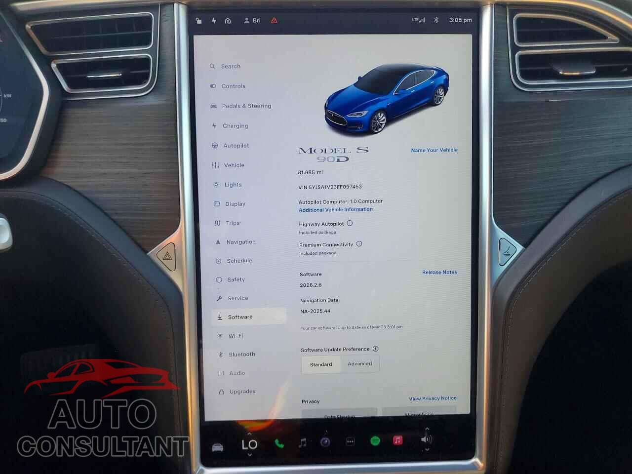 TESLA MODEL S 2015 - 5YJSA1V23FF097453