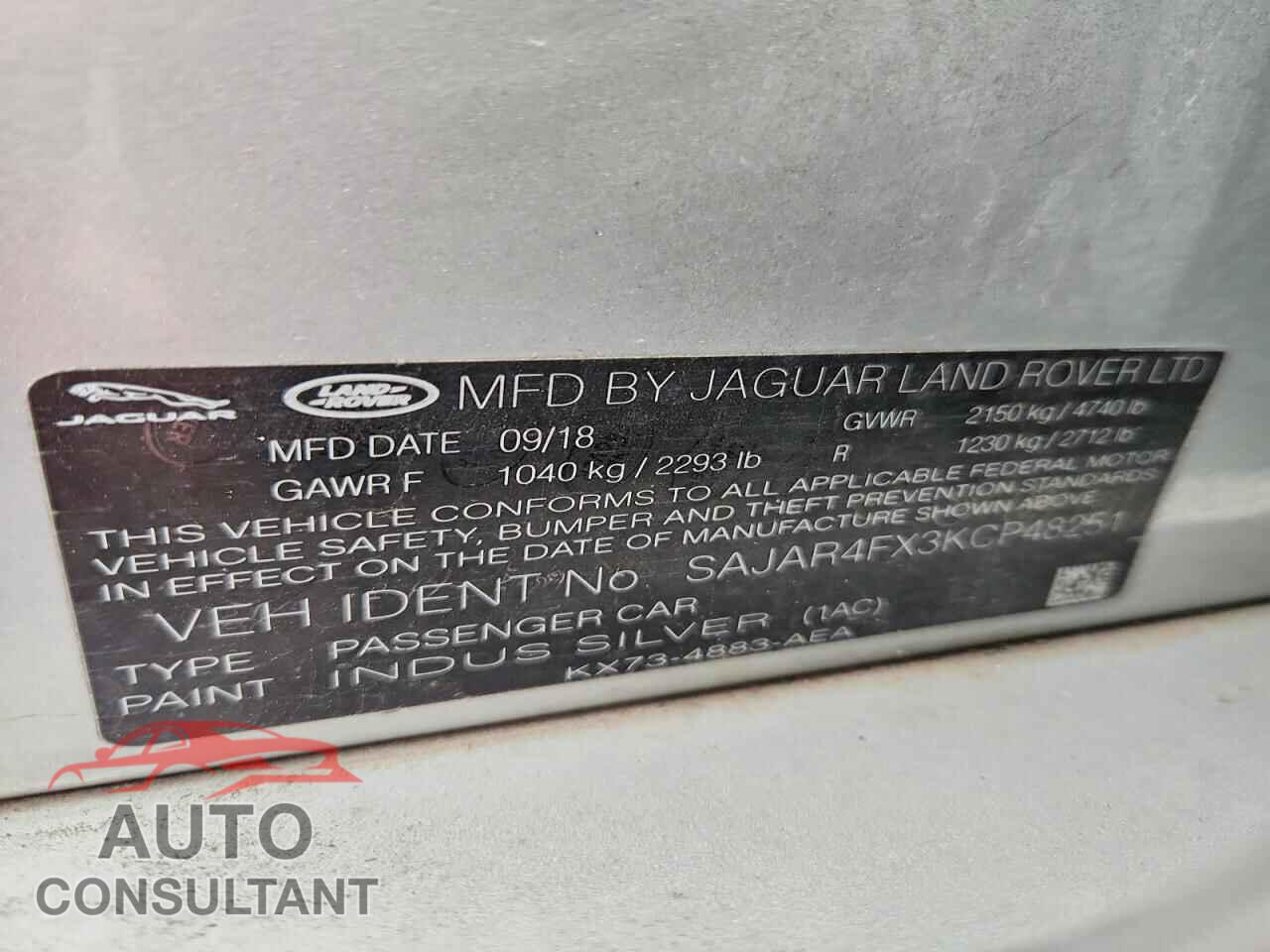 JAGUAR XE 2019 - SAJAR4FX3KCP48251