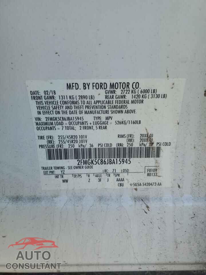 FORD FLEX 2018 - 2FMGK5C86JBA15945