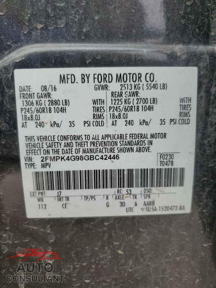 FORD EDGE 2016 - 2FMPK4G98GBC42446