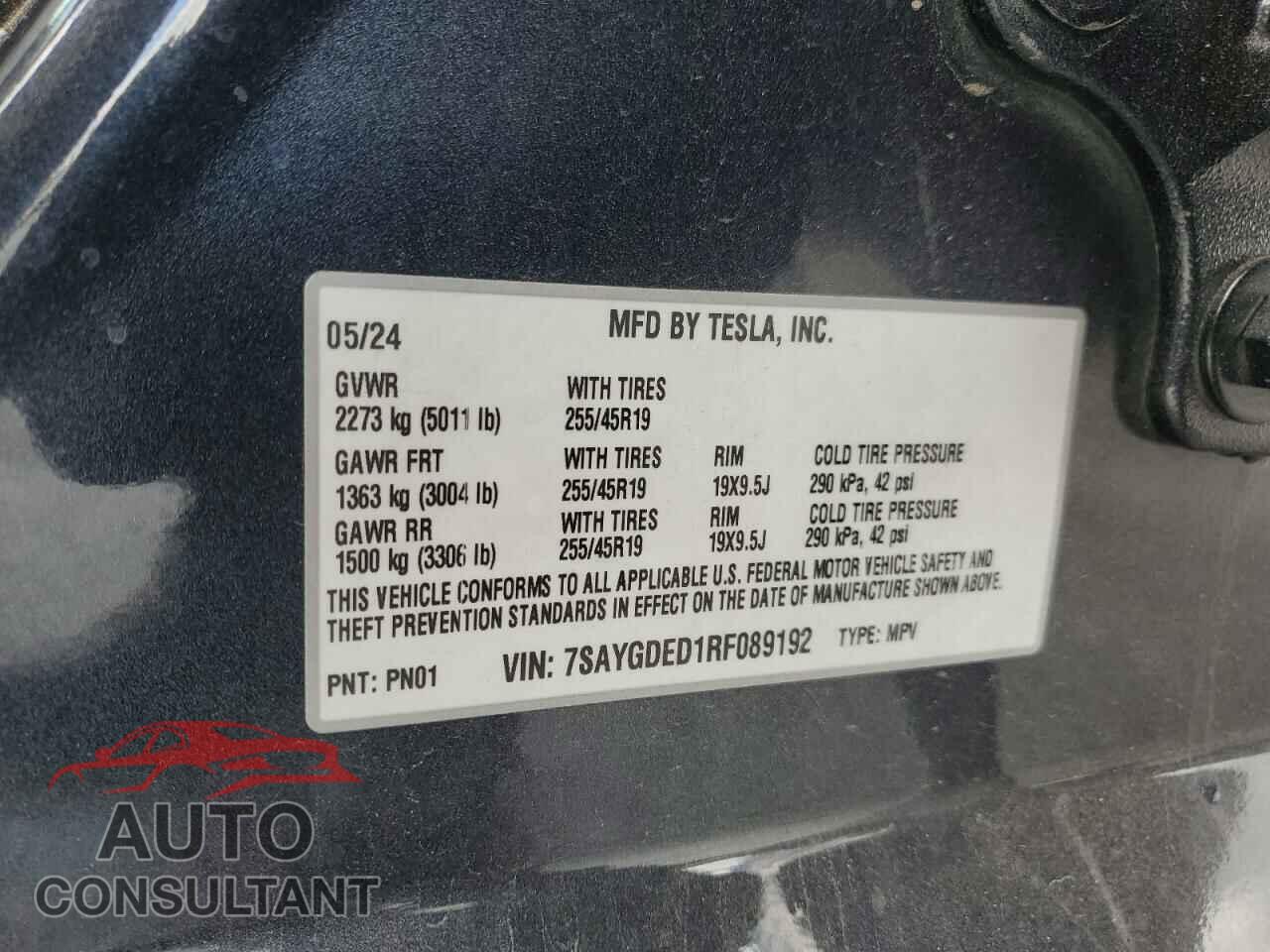 TESLA MODEL Y 2024 - 7SAYGDED1RF089192