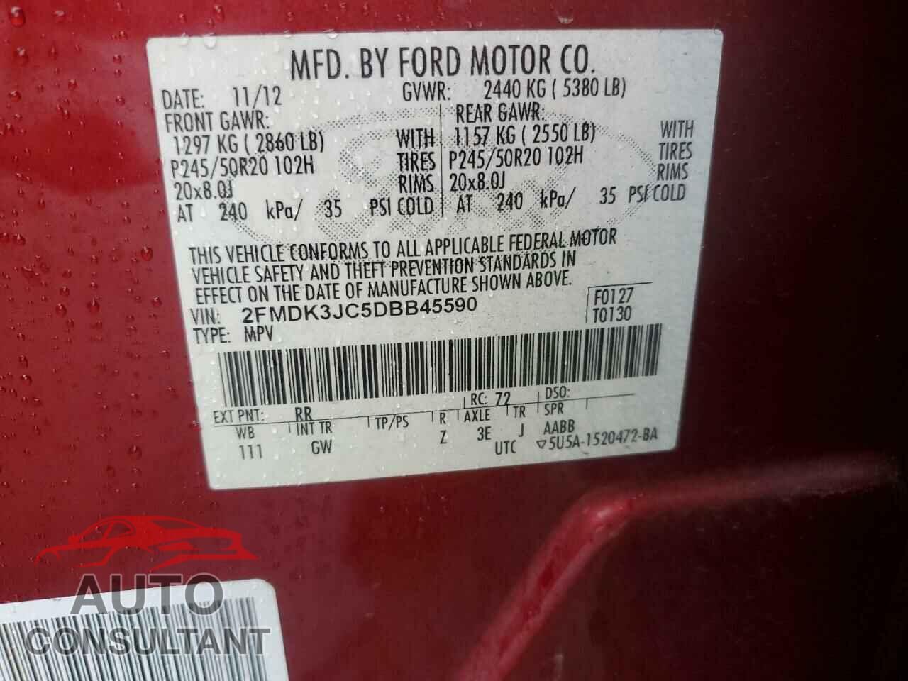 FORD EDGE 2013 - 2FMDK3JC5DBB45590