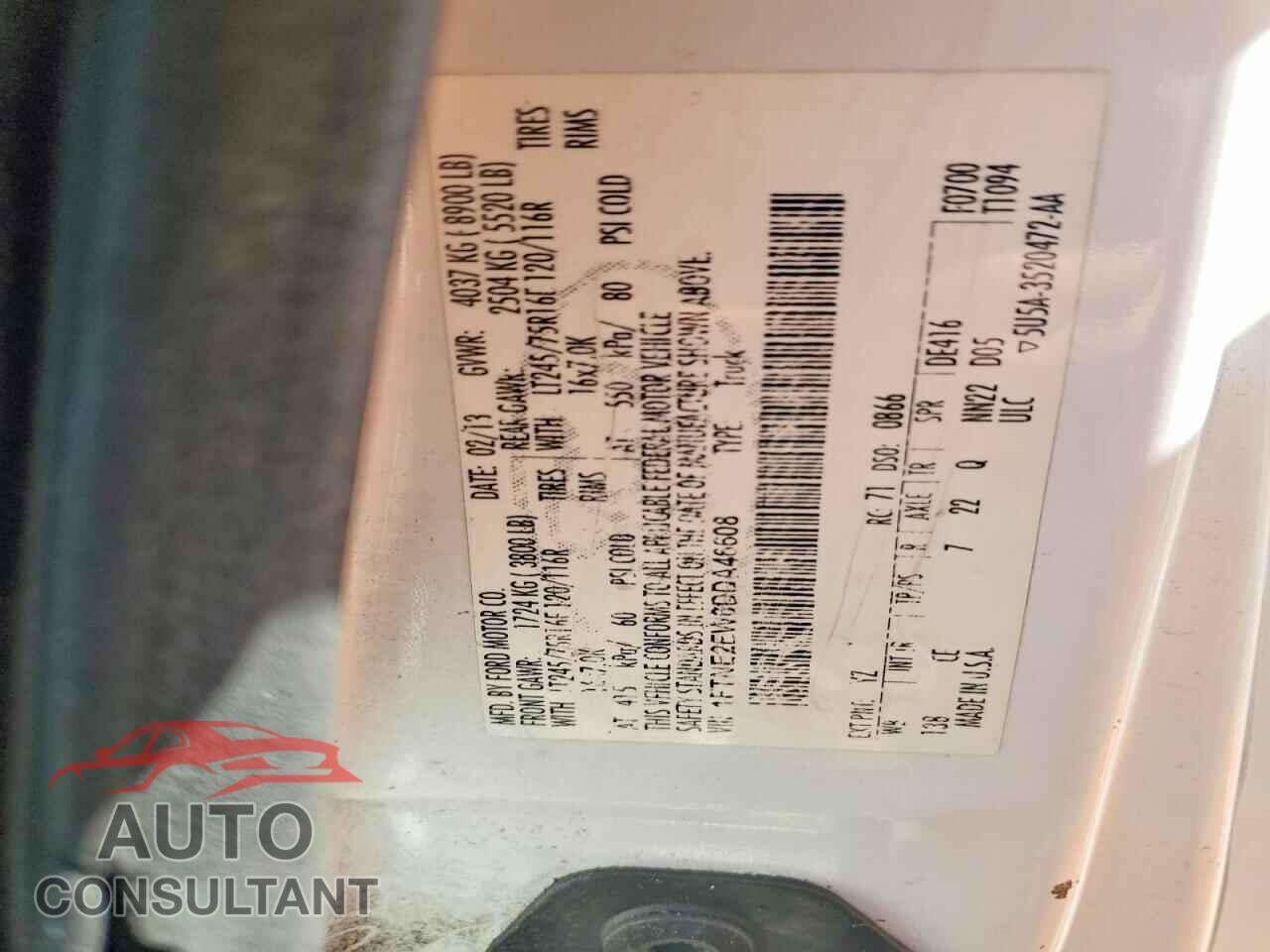 FORD ECONOLINE 2013 - 1FTNE2EW6DDA46608