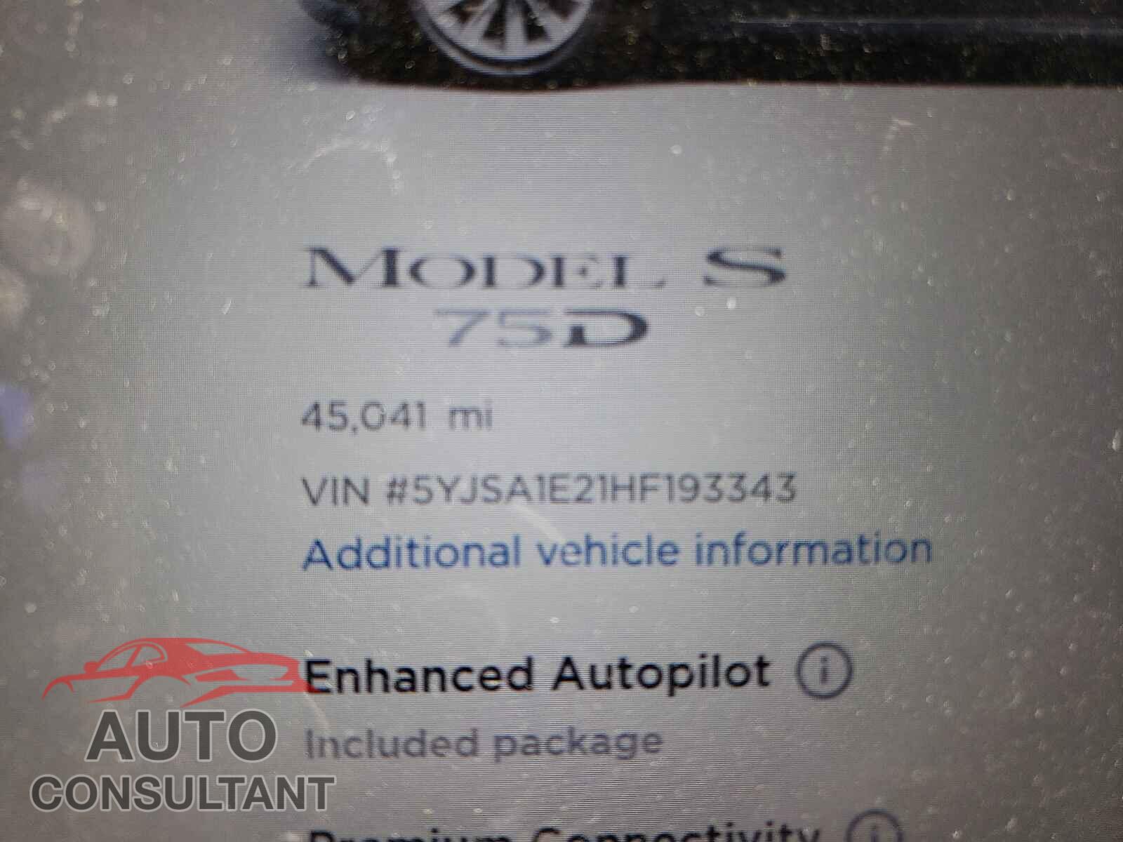 TESLA MODEL S 2017 - 5YJSA1E21HF193343