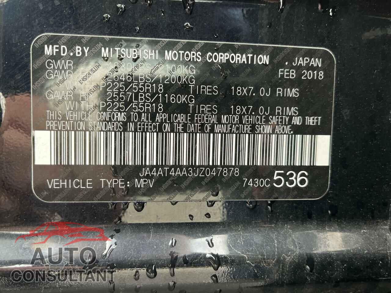 MITSUBISHI ECLIPSE 2018 - JA4AT4AA3JZ047878