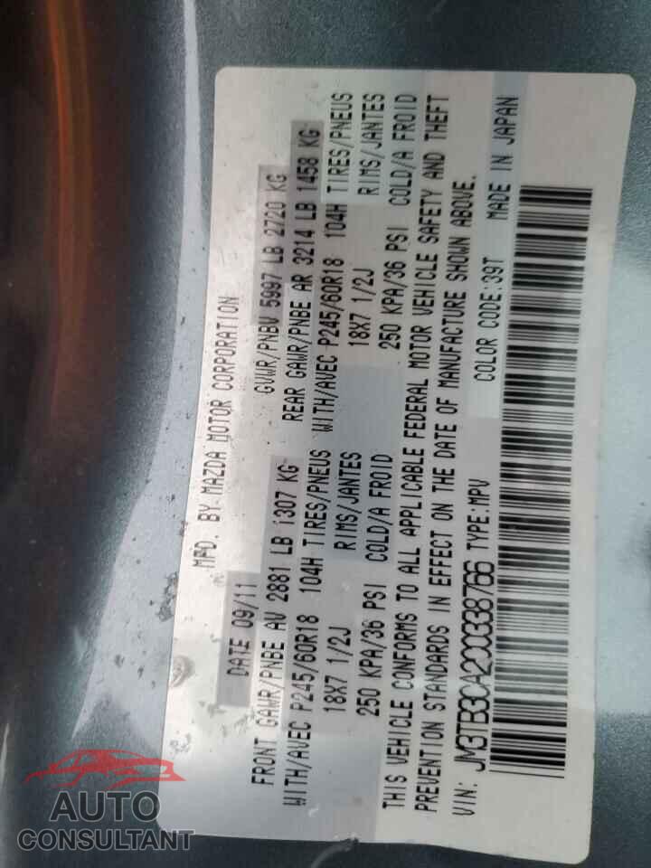 MAZDA CX-9 2012 - JM3TB3CA2C0338766