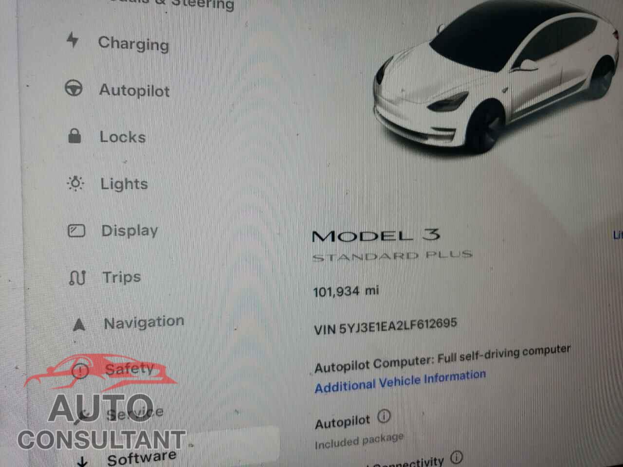 TESLA MODEL 3 2020 - 5YJ3E1EA2LF612695