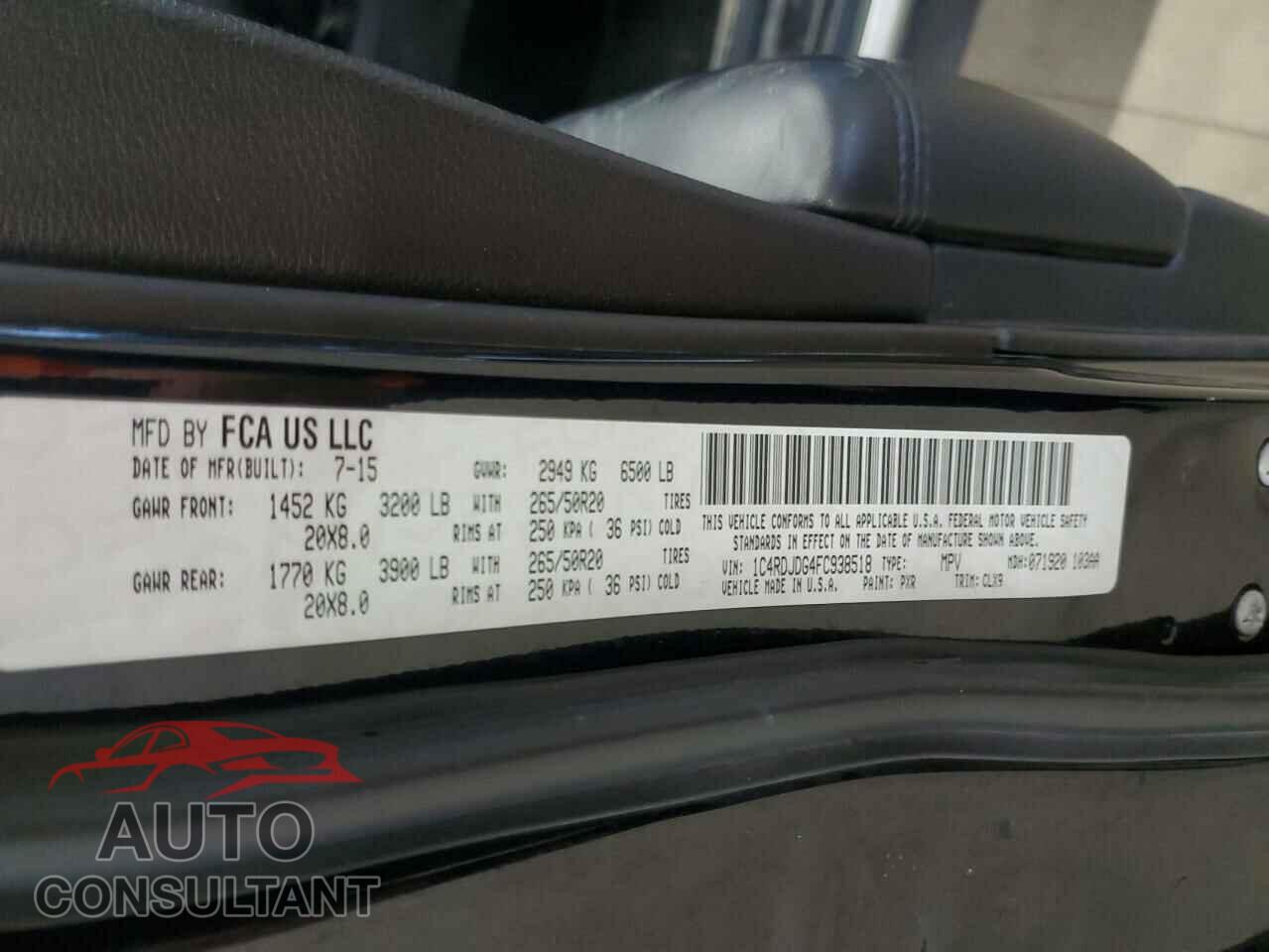 DODGE DURANGO 2015 - 1C4RDJDG4FC938518