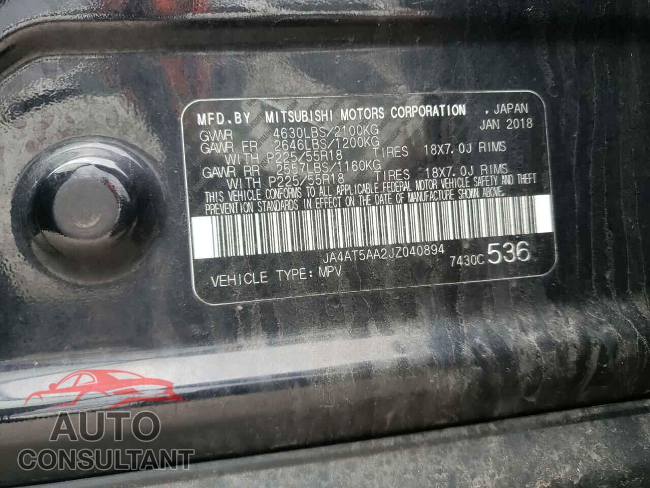 MITSUBISHI ECLIPSE 2018 - JA4AT5AA2JZ040894