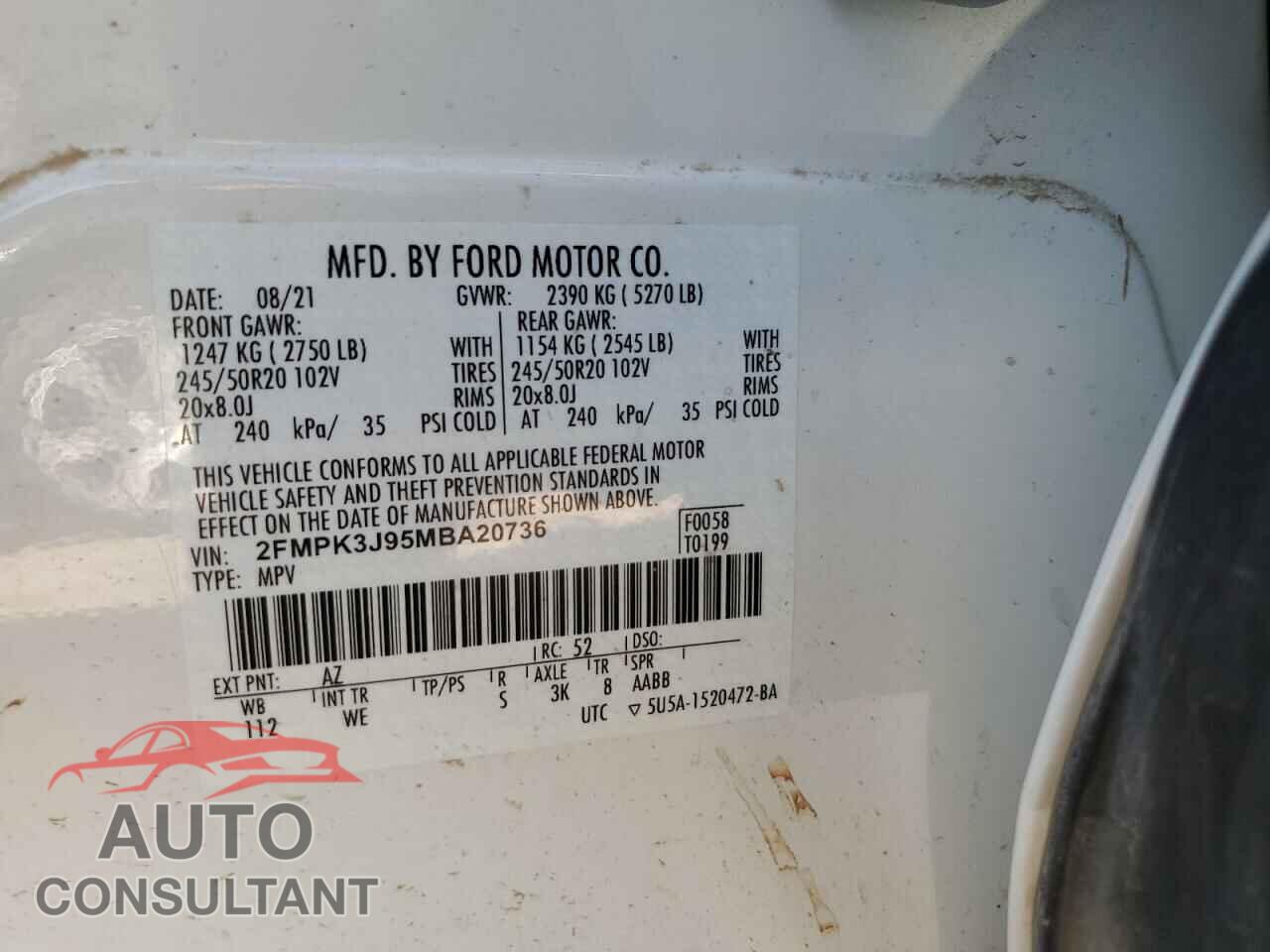 FORD EDGE 2021 - 2FMPK3J95MBA20736