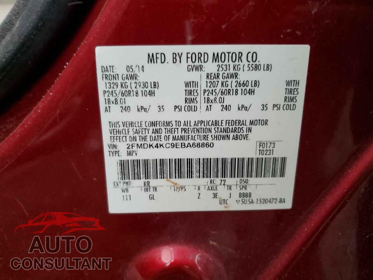 FORD EDGE 2014 - 2FMDK4KC9EBA68860