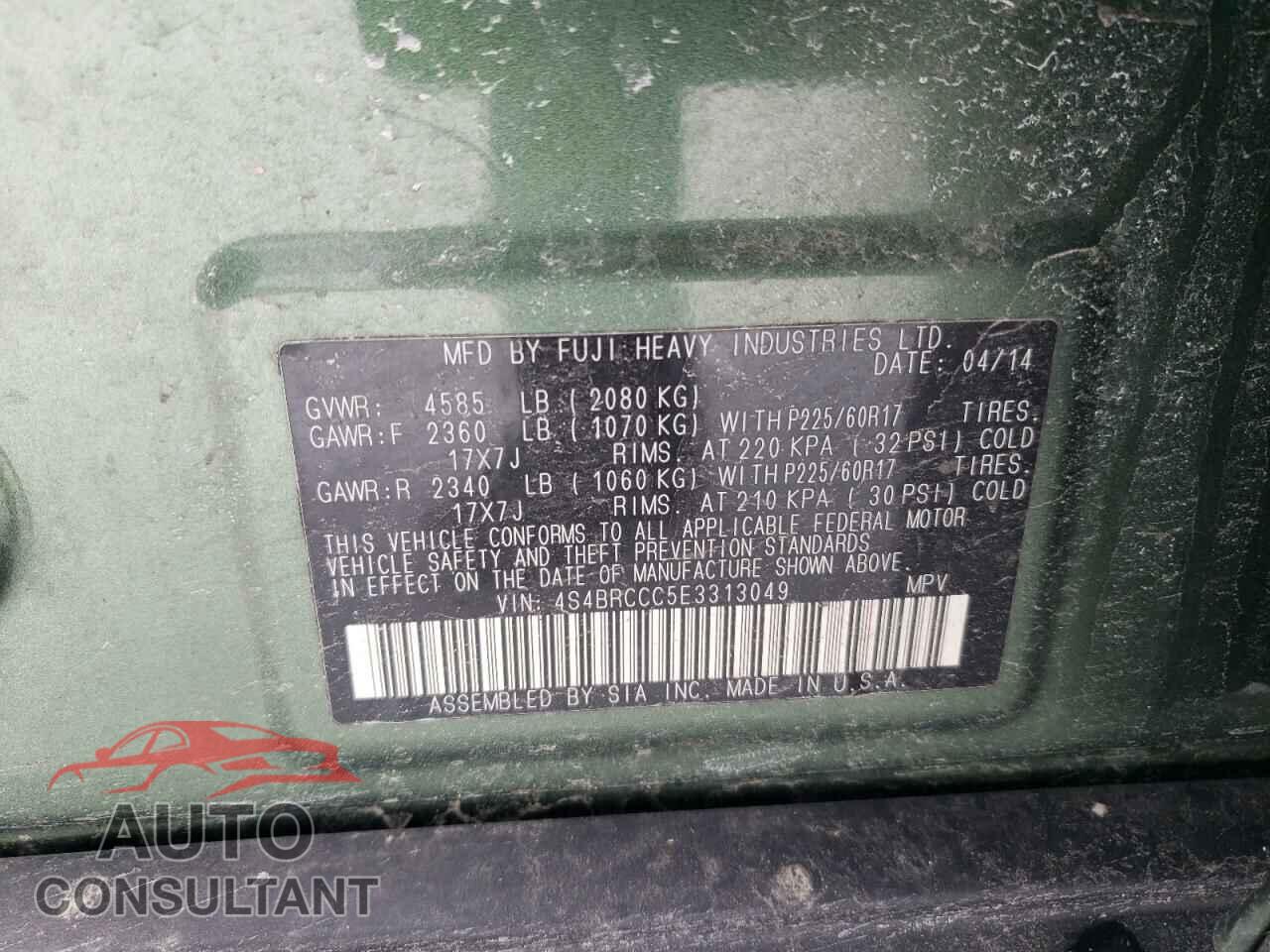 SUBARU OUTBACK 2014 - 4S4BRCCC5E3313049