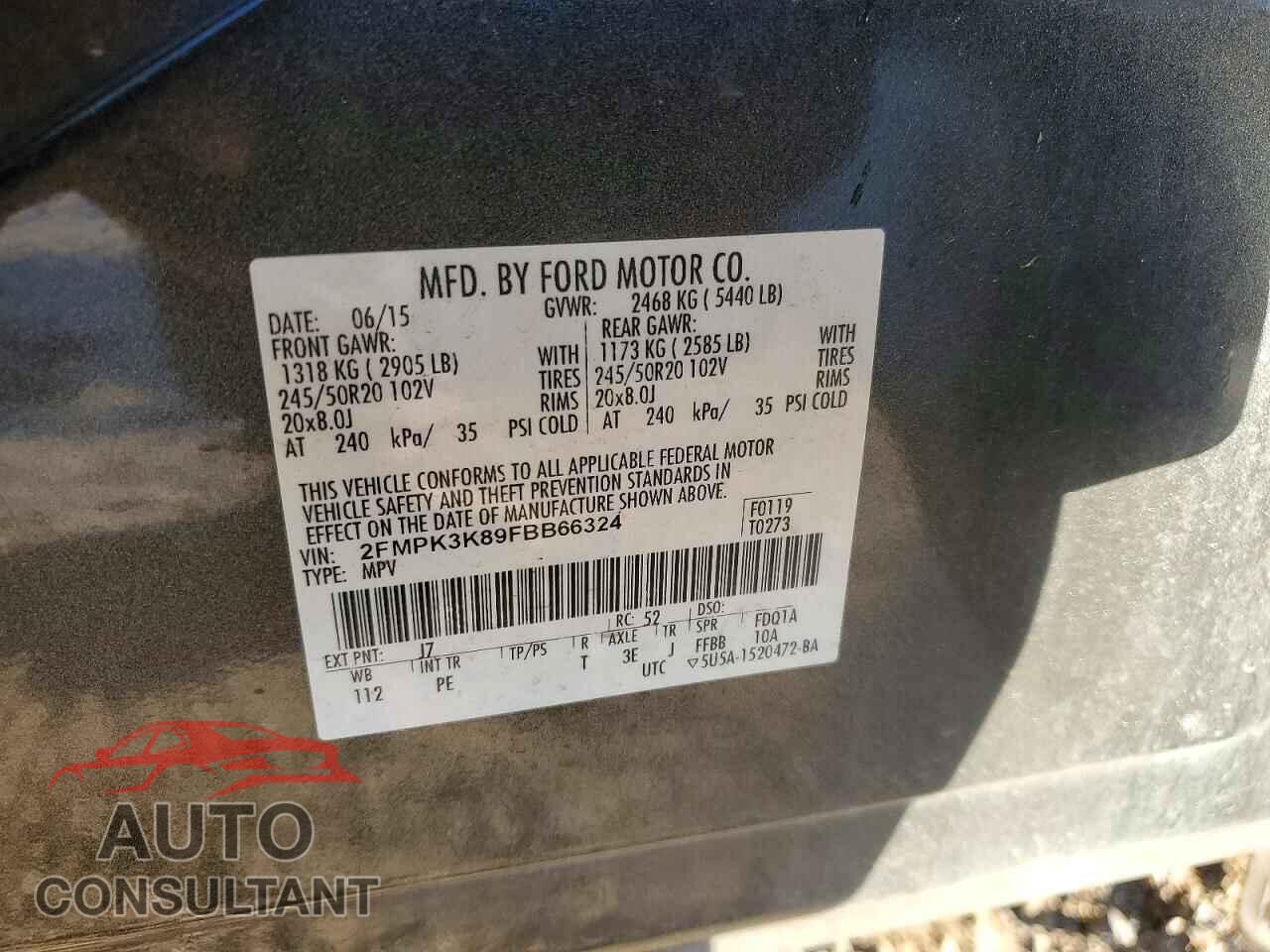 FORD EDGE 2015 - 2FMPK3K89FBB66324