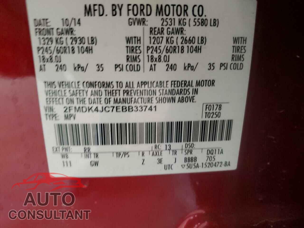 FORD EDGE 2014 - 2FMDK4JC7EBB33741