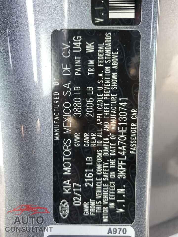 KIA FORTE 2017 - 3KPFL4A70HE130741