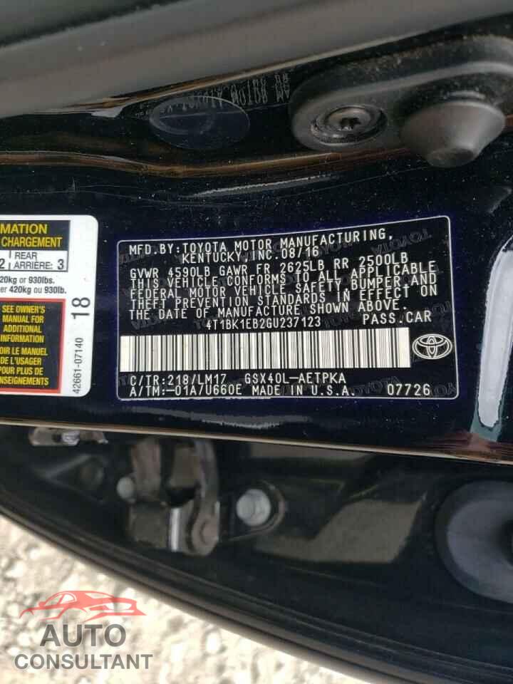 TOYOTA AVALON 2016 - 4T1BK1EB2GU237123