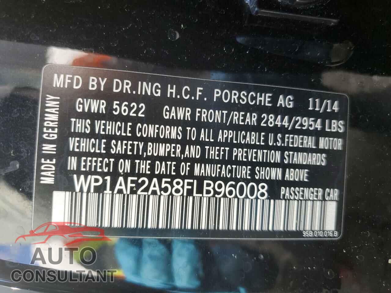 PORSCHE MACAN 2015 - WP1AF2A58FLB96008