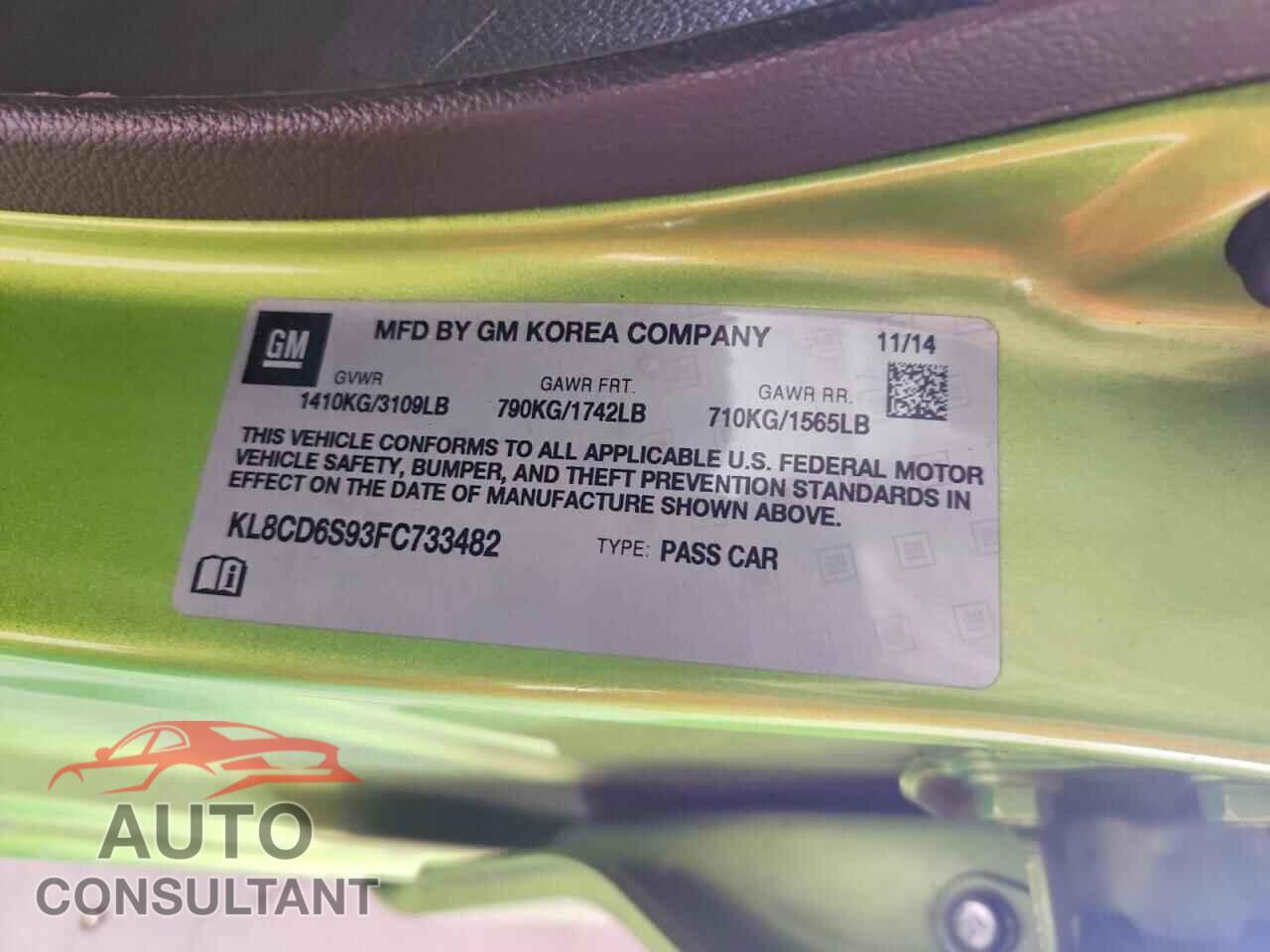 CHEVROLET SPARK 2015 - KL8CD6S93FC733482