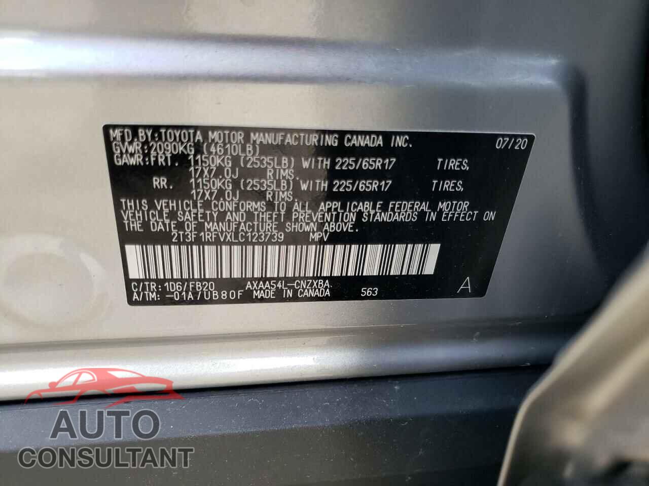 TOYOTA RAV4 2020 - 2T3F1RFVXLC123739