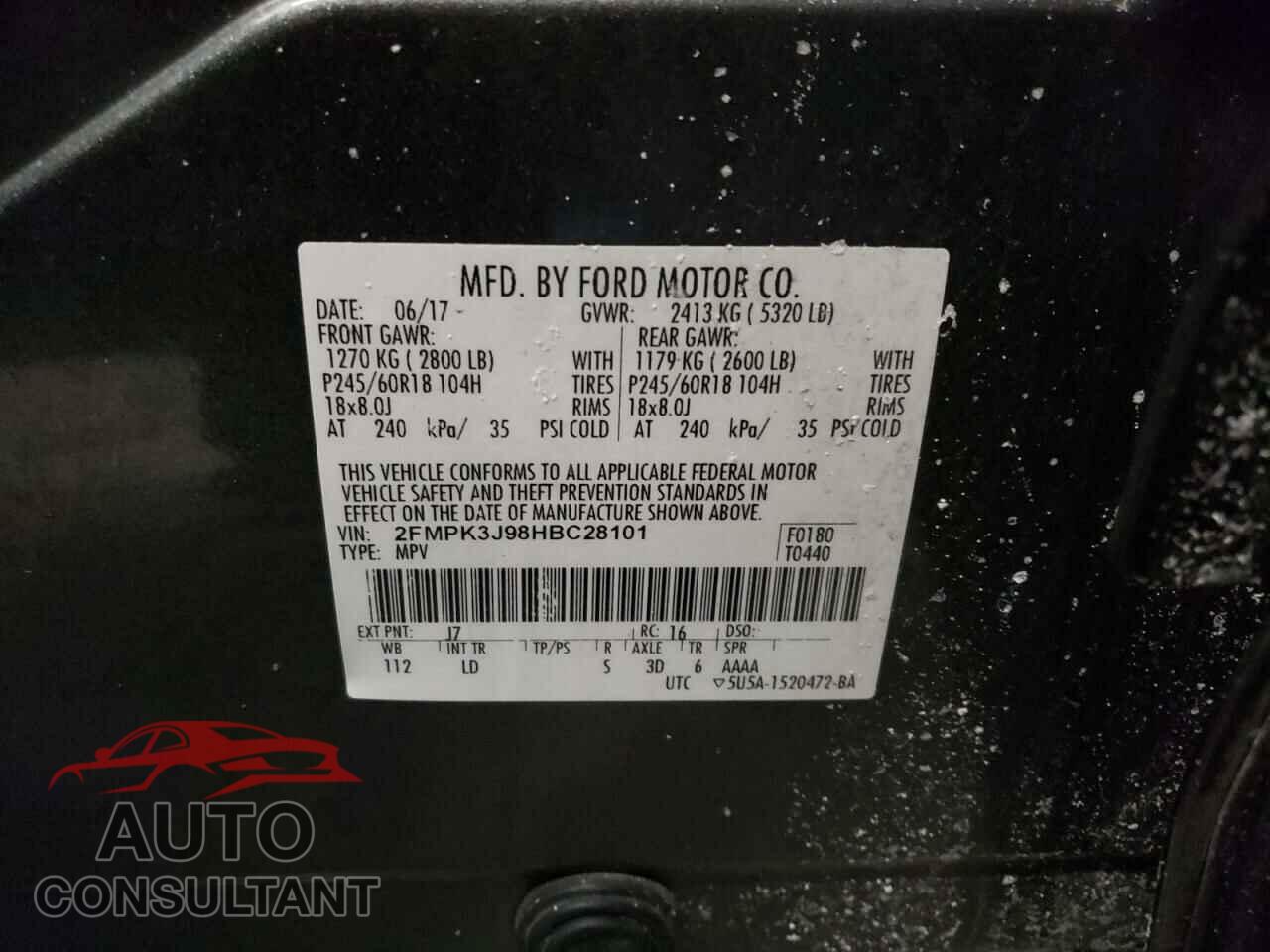 FORD EDGE 2017 - 2FMPK3J98HBC28101