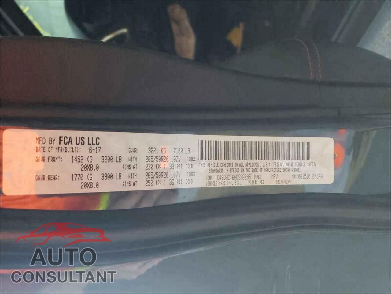 DODGE DURANGO 2017 - 1C4SDHCT6HC936295