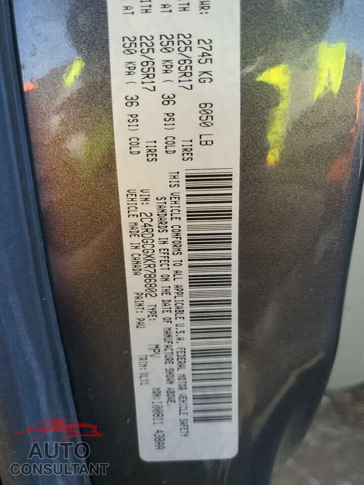 DODGE CARAVAN 2019 - 2C4RDGCGXKR786802