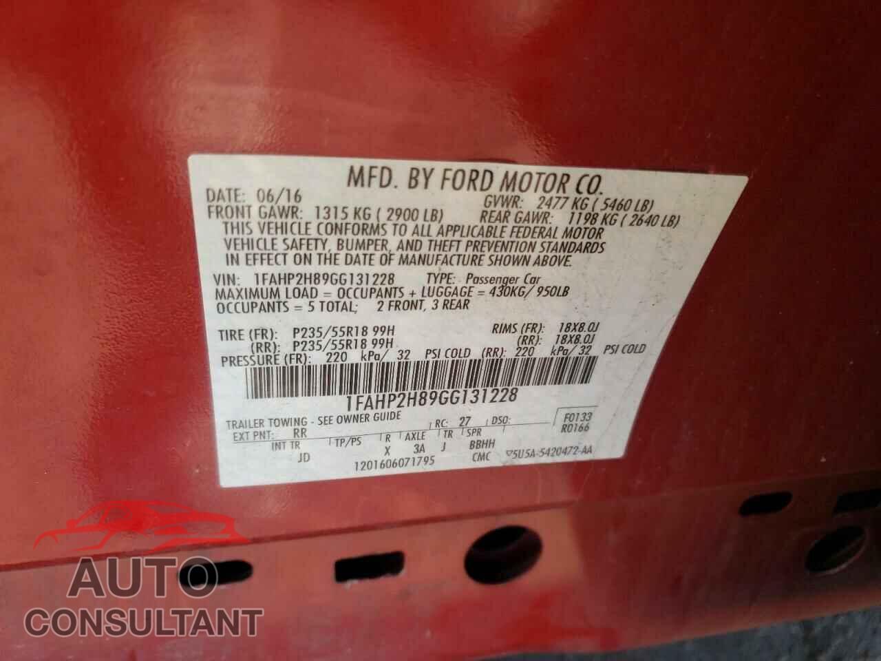 FORD TAURUS 2016 - 1FAHP2H89GG131228