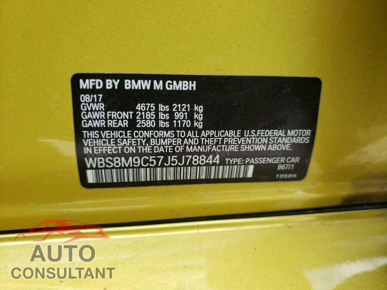 BMW M3 2018 - WBS8M9C57J5J78844