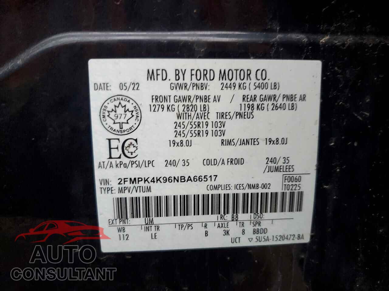 FORD EDGE 2022 - 2FMPK4K96NBA66517