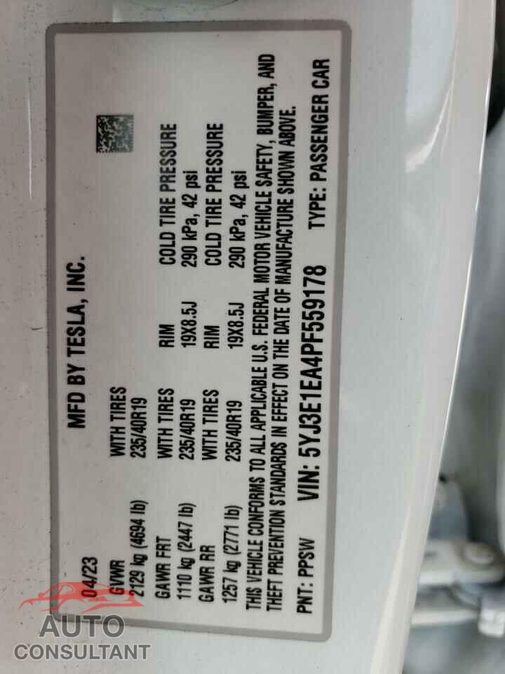 TESLA MODEL 3 2023 - 5YJ3E1EA4PF559178