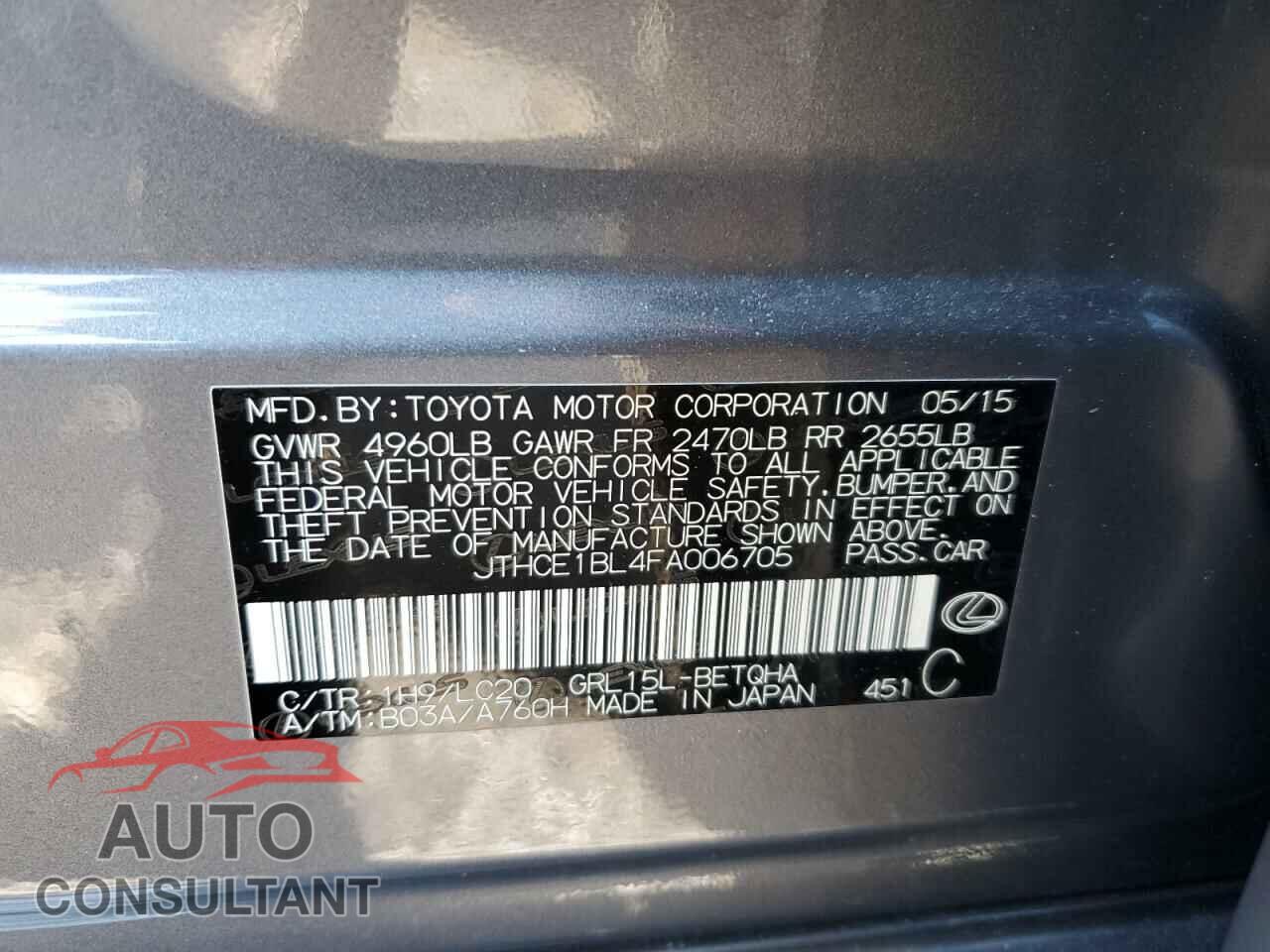 LEXUS GS350 2015 - JTHCE1BL4FA006705