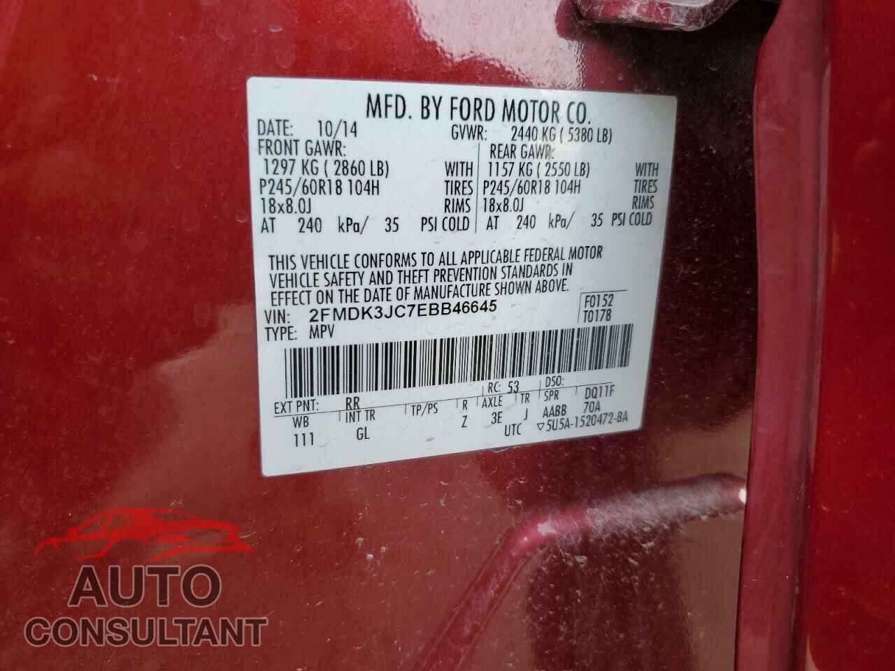 FORD EDGE 2014 - 2FMDK3JC7EBB46645