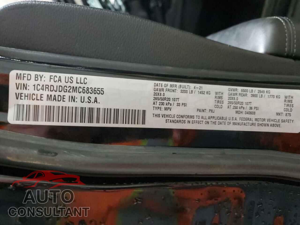DODGE DURANGO 2021 - 1C4RDJDG2MC683655