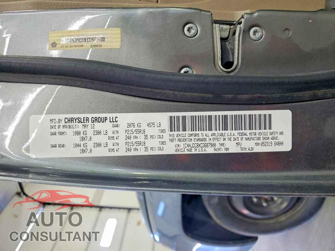 JEEP COMPASS 2012 - 1C4NJDCBXCD687900