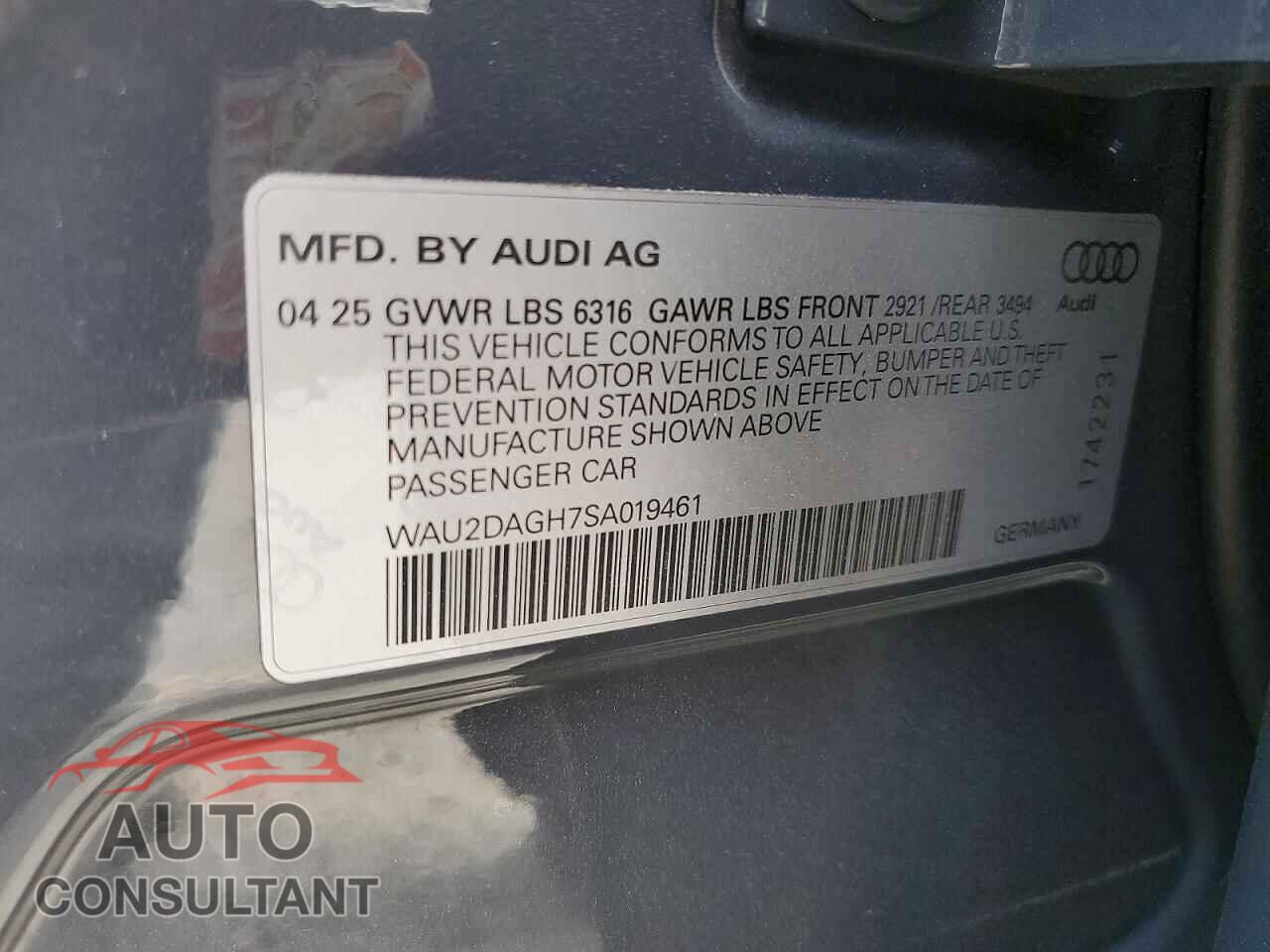 AUDI ALL OTHER 2025 - WAU2DAGH7SA019461
