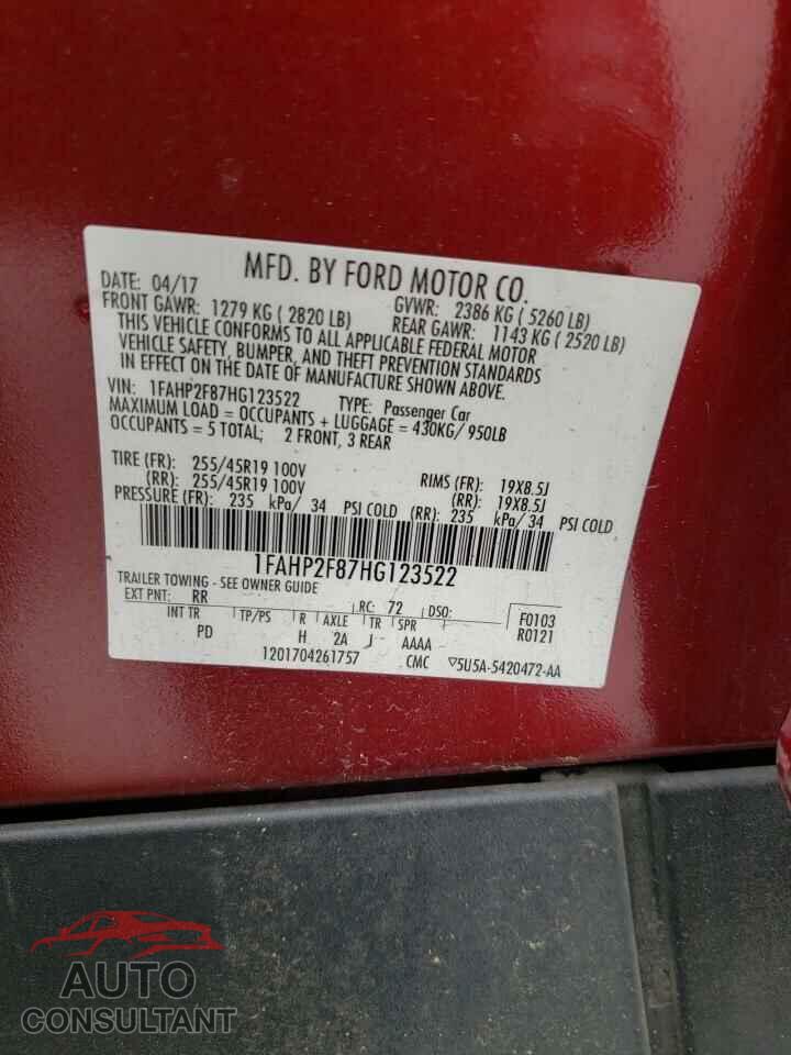 FORD TAURUS 2017 - 1FAHP2F87HG123522